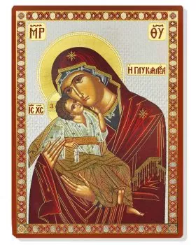 Ikone 15x 20 cm Madonna Glykophilousa Golddruck